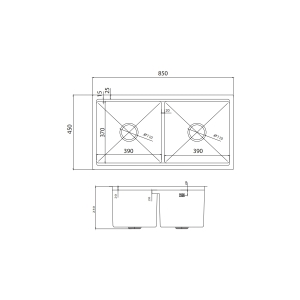 Chậu Rửa 2 Hố Cân Lắp Âm GV304-8545 - GROB