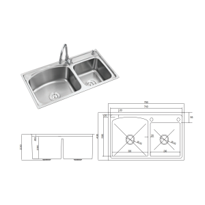 Chậu Rửa 2 Hố Inox GS304-7843R - GROB