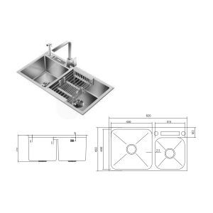 Chậu Rửa 2 Hố Inox GS304-8245 - GROB