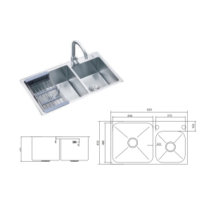 Chậu Rửa 2 Hố Inox GS304-8245HD - GROB