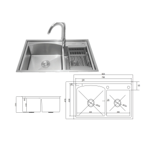 Chậu Rửa 2 Hố Inox GS304-8247HD - GROB