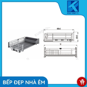 Giá Bát Đĩa Inox 304 Nan Oval - Gắn Cánh, Ray Giảm Chấn EPV6060 - EUROGOLD