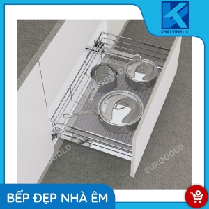 Giá Xoong Nồi Inox Mờ - Gắn Cánh Âm Tủ EP60B - EUROGOLD
