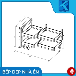 Kệ Góc Liên Hoàn Inox Hộp GH-90L/R - GROB
