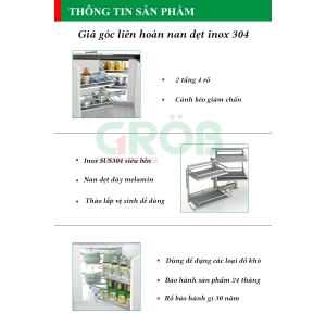 Kệ Góc Liên Hoàn Nan Dẹt Đáy Melamin GM304-290L/R - GROB