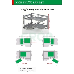 Kệ Góc Liên Hoàn Nan Dẹt Đáy Melamin GM304-290L/R - GROB