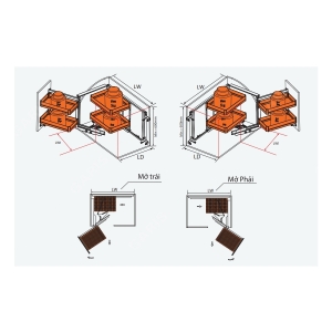 Kệ Góc Liên Hoàn Thông Minh Vách Hộp GC01.45L/R - GARIS