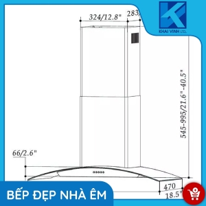 Máy Hút Mùi Kính Cong Mặt Kính Đen EUH02170 - EUROGOLD