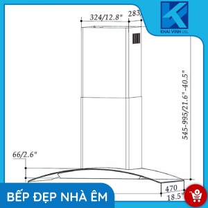 Máy Hút Mùi Kính Cong Mặt Kính Trắng EUH02270 - EUROGOLD