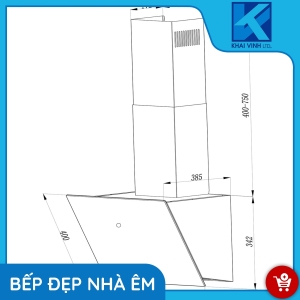 Máy Hút Mùi Kính Vát Đen EUH0770V - EUROGOLD