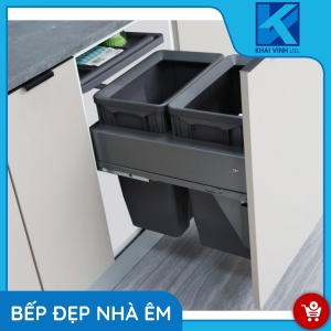 Thùng Rác Đôi Ray Âm Giảm Chấn Gắn Cánh C1A06-145 - GROB