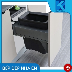 Thùng Rác Đơn Ray Âm Giảm Chấn Gắn Cánh C1A06-130 - GROB