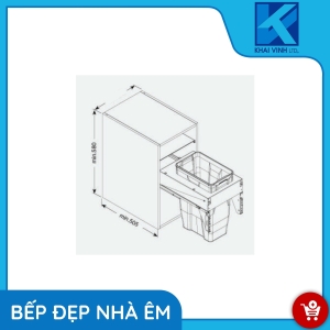 Thùng Rác Đơn Ray Âm Giảm Chấn Gắn Cánh C1A06-130 - GROB