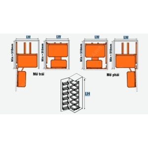Tủ Đồ Khô 6 Tầng, Khay Nhôm Vách Kính, Cánh Mở GS6.45A/D - GARIS