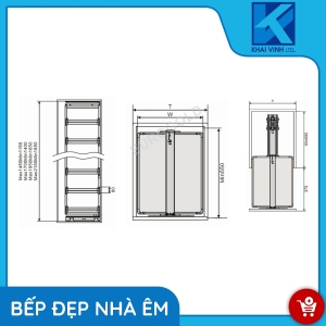 Tủ Đồ Khô Inox Hộp 6 Tầng - Cánh Rút M030640 - EUROGOLD