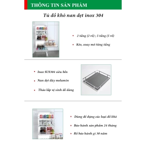 Tủ Đồ Khô Xoay Mở Từng Tầng Nan Dẹt Đáy Melamin GM304-550 - GROB